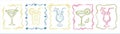 Vector set of hand drawn cocktails in decorative frames Royalty Free Stock Photo