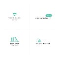 Vector set of hand drawn colored logo templates. Publishing, writing, and copywrite theme