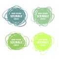 Vector set of 4 hand drawn colorful scribble logo