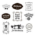 Vector set of hand drawn doodle frames badges. Handmade, workshop Royalty Free Stock Photo