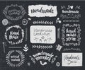 Vector set of hand drawn doodle frames badges. Handmade, workshop