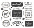 Vector set of hand drawn doodle frames badges. Handmade, workshop Royalty Free Stock Photo