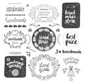 Vector set of hand drawn doodle frames, badges. Handmade, workshop, made shop graphic design . Royalty Free Stock Photo