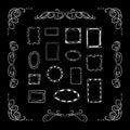 Vector set of hand drawn doodle frames isolated on white background, white chalk drawings set, simple freehand drawn Royalty Free Stock Photo