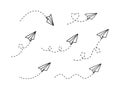Vector set of hand drawn doodle paper airplane isolated on white background. Royalty Free Stock Photo