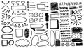 Vector set of hand-drawn elements including arrows, circles, rectangles, checkmarks, speech bubbles, flow lines. Royalty Free Stock Photo