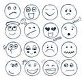 Vector set of hand drawn faces, moods . Doodle Royalty Free Stock Photo