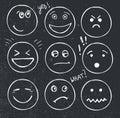 Vector set of hand drawn faces, moods, smiles . Royalty Free Stock Photo