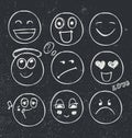 Vector set of hand drawn faces, moods. Royalty Free Stock Photo