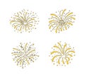 Vector Set of Hand Drawn Firework Explosions Isolated on White Background, Doodle Colorful Fireworks Royalty Free Stock Photo