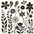 Vector set of hand drawn floral elements Royalty Free Stock Photo