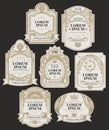 Vector set of hand-drawn labels on black background Royalty Free Stock Photo