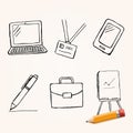 Vector set of hand drawn office elements, doodle business theme Royalty Free Stock Photo