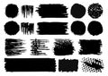 Vector set of hand drawn paint brush strokes and stains isolated on white backdrop. Royalty Free Stock Photo