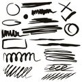 Vector set of hand drawn pencil lines and ovals. Royalty Free Stock Photo