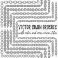 Vector set of 6 hand drawn silver Chain brushes