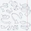Vector Set of Hand Drawn Sketch Ribbon Arrows