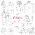 Vector set of hand drawn wedding icons Royalty Free Stock Photo