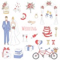 Vector set of hand drawn wedding icons Royalty Free Stock Photo