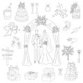 Vector set of hand drawn wedding icons Royalty Free Stock Photo