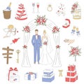 Vector set of hand drawn wedding icons Royalty Free Stock Photo