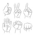 Vector set of hand gestures. Royalty Free Stock Photo