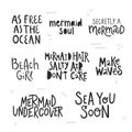 vector set of hand lettering mermaid quotes