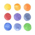 Vector set of hand painted circles of different colors