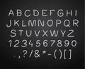 Vector set of hand witten chalk drawn letters, Chalk Font template. Royalty Free Stock Photo