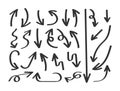 Vector Set of Handdrawn Simple Arrows Isolated , Direction Signs.