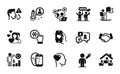 Vector set of Handshake, Friend and Dating app icons simple set. Vector
