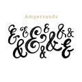 Vector set of handwritten ampersands.Calligraphic symbols collection on white background.