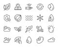Vector set of Hazelnut, Snowflake and Cloudy weather line icons set. Vector