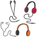 Vector set of headphone and earpiece