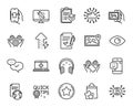Vector set of Headphones, Translation service and Monitor repair line icons set. Vector