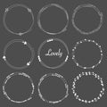 Vector Set Of Heart Dividers Round Frames For Decoration.