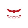 vector set of hearts and wings Royalty Free Stock Photo