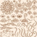 Vector set Henna mehndi doodle design elements