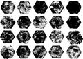 vector set hexagonal grunge ink prints