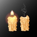 Vector set of high detailed burning candles