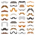 Vector set of hipster retro hair style mustache vintage old shave male facial beard haircut illustration