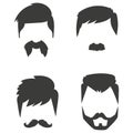 Vector set of hipster retro hair style mustache vintage old shave male facial beard haircut illustration Royalty Free Stock Photo