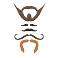 Vector set of hipster retro hair style mustache vintage old shave male facial beard haircut isolated illustration