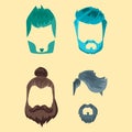 Vector set of hipster retro hair style mustache vintage old shave male facial beard haircut isolated illustration Royalty Free Stock Photo