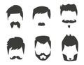 Vector set of hipster retro hair style mustache vintage old shave male facial beard haircut isolated illustration Royalty Free Stock Photo