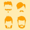 Vector set of hipster retro hair style mustache vintage old shave male facial beard haircut isolated illustration Royalty Free Stock Photo