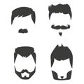 Vector set of hipster retro hair style mustache vintage old shave male facial beard haircut isolated illustration Royalty Free Stock Photo