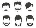 Vector set of hipster retro hair style mustache vintage old shave male facial beard haircut isolated illustration