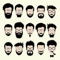 Vector set of hipster style haircut, glasses