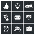 Vector Set of Hitchhiking tourism Icons